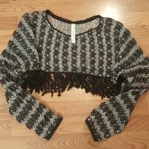 Free People size L black lace FP Romantics